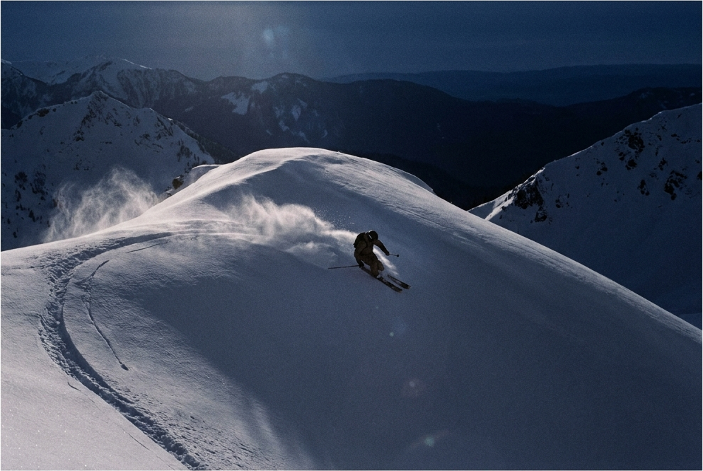 Freerider zieht die erste Linie in der Blue Hour