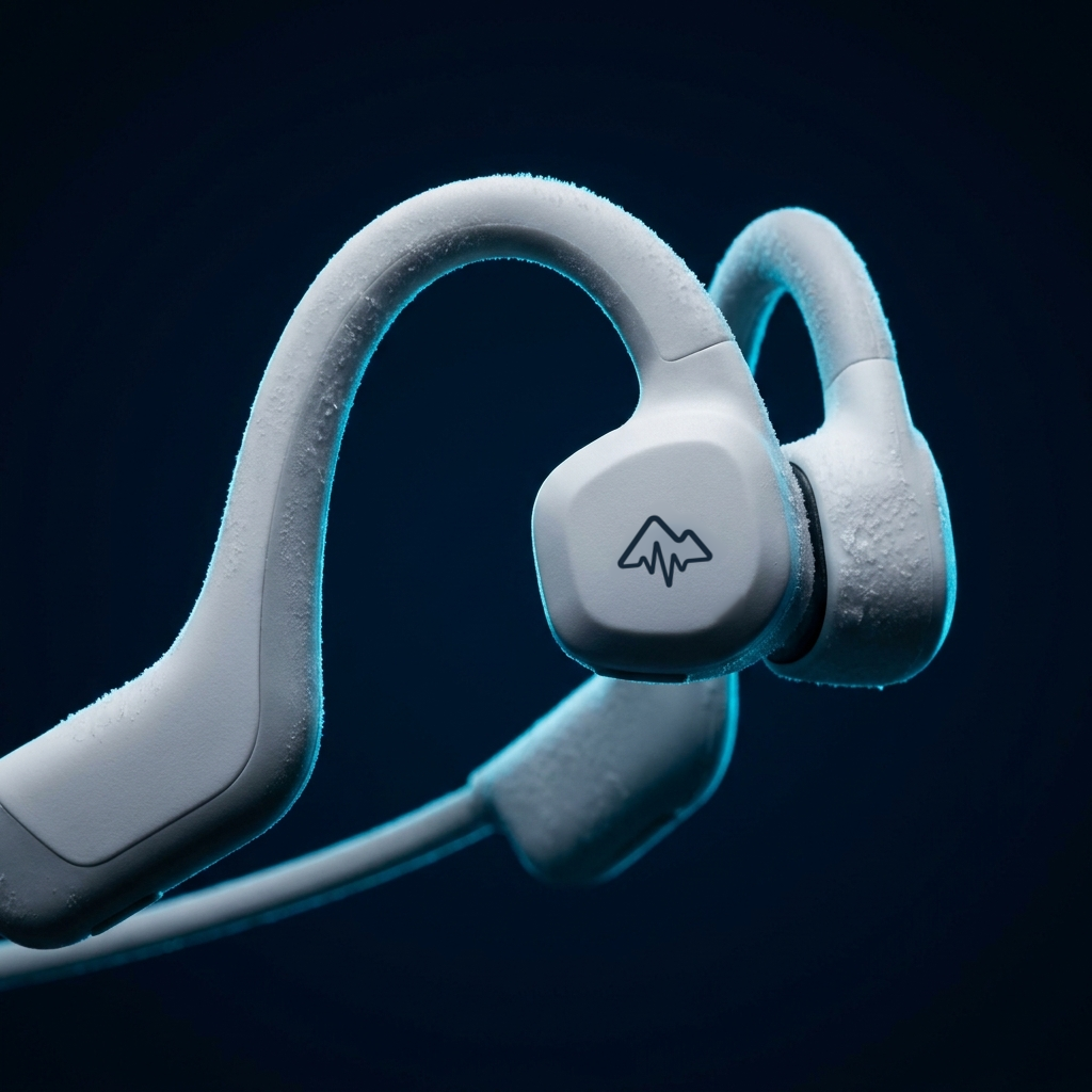 Snowpodz ONE — Bone-Conduction-Kopfhörer mit Frost und Ion-Blue-Lichtkante